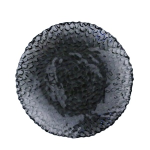 Assiettes à dîner créatives personnalisées, assiettes de chargeur en verre de couleur noire, vaisselle ronde volcanique en verre décoration - Product Image 1