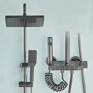 Set Doccia di Lusso Contemporaneo con Valvola in Ceramica, Miscelatore Acqua Calda e Fredda Cromato per Soffione Doccia - Product Image 1