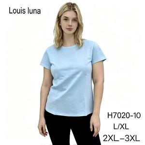 T-shirt Estiva da Donna HDJ a Girocollo a Maniche Corte, Taglie Forti, Traspirante, H7020-10, Blu Cielo, Casual in Cotone - Product Image 1
