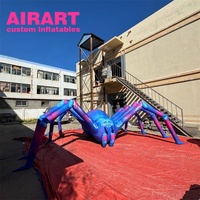 Araignée bleue gonflable de décoration de scène de grande taille, ballon gonflable de grande araignée pour Halloween