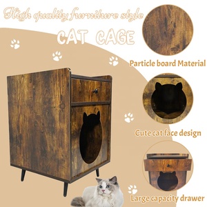 Casa para Gatos de Madera con Forma de Televisor <span class=keywords><strong>Retro</strong></span>, con Cajón y Caja de Arena Oculta, para Interiores - Product Image 2