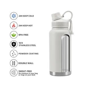 Double Lids Sublimation Wide Mouth Stainless Steel Water Bottle