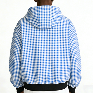Sudadera con capucha a cuadros <span class=keywords><strong>para</strong></span> hombre, de algodón, de alta calidad, con cremallera, estilo oversize, gruesa, unisex, con logo OEM personalizado, diseño a cuadros invertido - Product Image 3