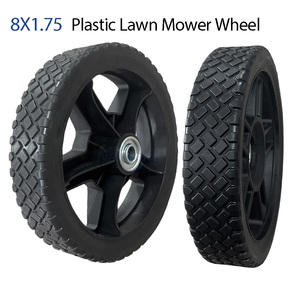 8x1.75'' Push Lawn Mower <b>Wheels</b>, 8 Inch <b>Plastic</b> <b>Wheel</b> and Tire for Lawnmower Garden Trolley Wagon Cart - Product Image 1