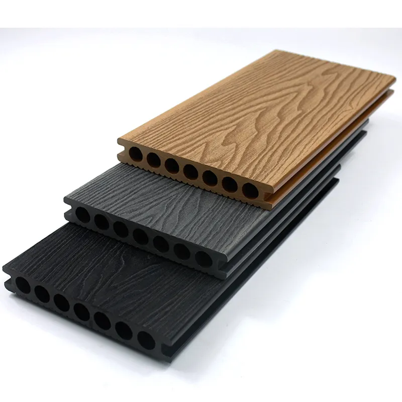 Hot Koop 3D Embosed Wpc Decking Zwembad Wpc Holle Dek Stand Floor Decking Donkergrijs