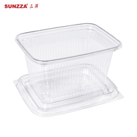 Sunzza Disposable PET Tableware Dessert Fruit Takeout Tool Rectangle Plastic Clear Hotel Snack Bar Cake Food Container With Lid