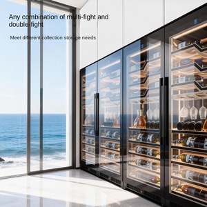 Cave à vin ultra-fine intégrée à double zone de contrôle de température et d'humidité, refroidie par air, 350L, bar à glace, capacité super-élevée constante - Product Image 2