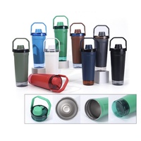Bouteille d'eau isotherme en acier inoxydable de 20 oz à double paroi, shaker de protéines pour la salle de sport et le fitness avec compartiment de rangement inférieur