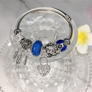 Open Charm <strong>Bracelet</strong> <strong>Dreamcatcher</strong> Electroplating DIY Heart Lock Stainless Steel <strong>Bracelet</strong> Wholesale - Product Image 5