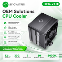 Refroidisseur de processeur OEM Snowman, 4 caloducs, roulement à fluide, ventilateur 92 mm, emballage en vrac pour les intégrateurs de systèmes de processeur, les fabricants d'ordinateurs