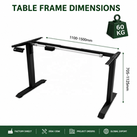 Cadre de bureau électrique assis-debout réglable en hauteur, pieds de bureau en acier, base de table d'ordinateur pour la maison, le bureau, l'appartement, le mobilier