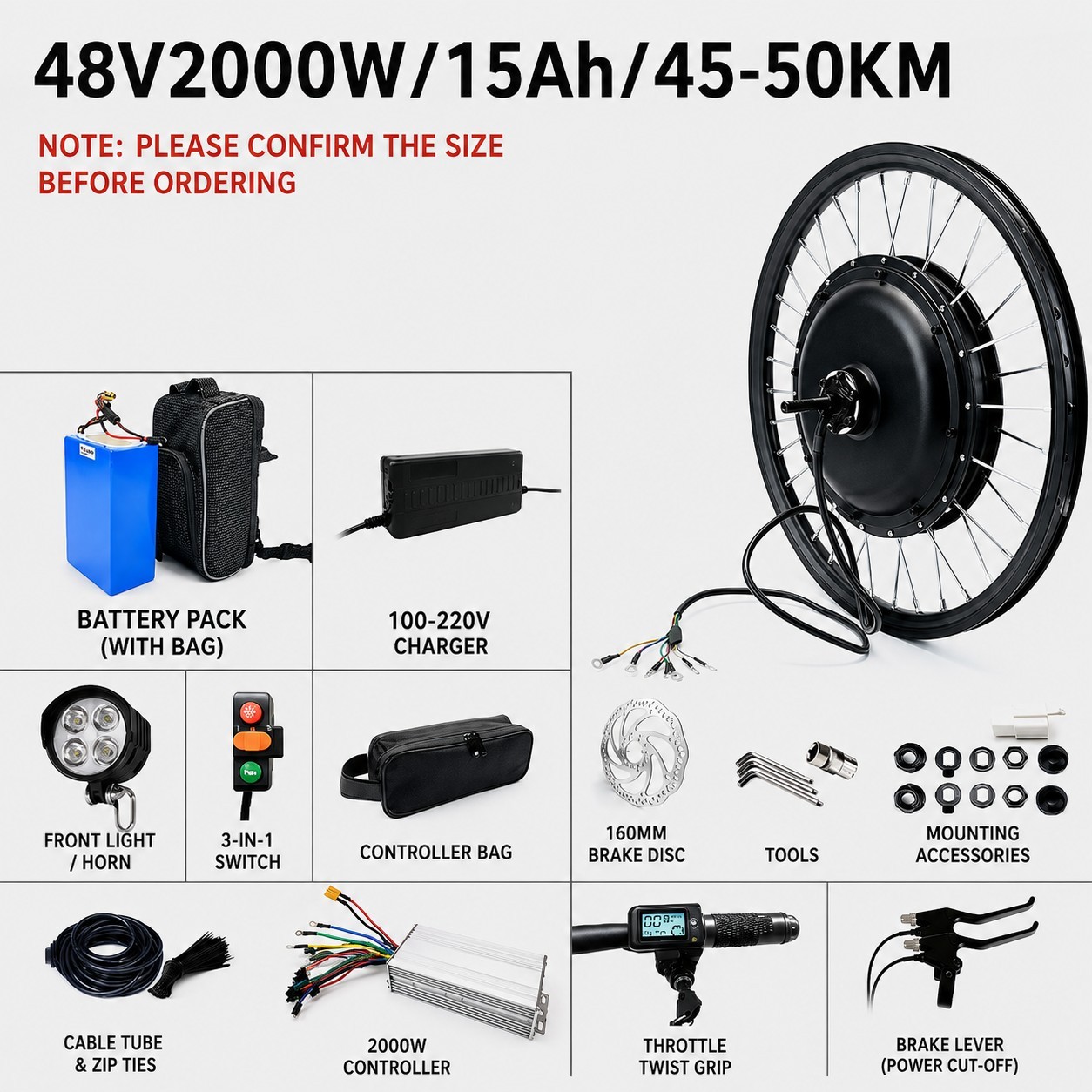 48V 15A, range of 45-50 km (saddlebag battery)