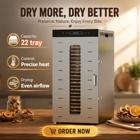 Déshydrateur alimentaire Shuangchao 220V, contrôle de température 30-90°C, grille en acier inoxydable pour petites/grandes quantités, friandises pour animaux, fruits