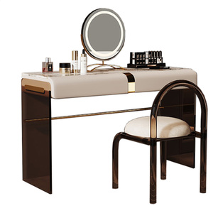 Table <span class=keywords><strong>de</strong></span> toilette minimaliste moderne Table <span class=keywords><strong>de</strong></span> toilette compacte pour petits espaces Table <span class=keywords><strong>de</strong></span> toilette <span class=keywords><strong>de</strong></span> chambre à coucher avec <span class=keywords><strong>miroir</strong></span> <span class=keywords><strong>de</strong></span> coiffeuse éclairé par LED - Product Image 6