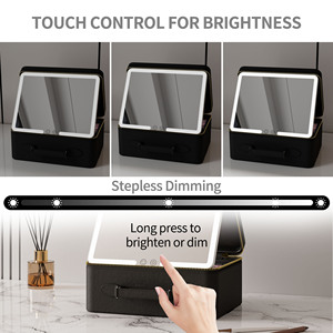 Gấp xách tay Mỹ phẩm make up hộp lưu trữ màu đen thắp sáng Vanity du lịch trang điểm Túi Trường hợp với LED ánh sáng gương - Product Image 6