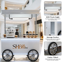 Carrito de Exhibición Metálico de Lujo, Kiosco Portátil para Joyería, Café, Helados, Eventos, con Toldo, Ruedas, Iluminación LED, OEM