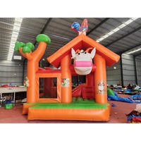 Château gonflable Animal Farm, château de saut à thème ferme orange avec toboggan, maison de jeu gonflable pour fête