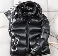 Manteau d'hiver de luxe pour homme en gros, veste à capuche personnalisée rembourrée de duvet de canard, fermeture éclair, épaisse et brillante, coupe classique pour l'extérieur