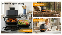 OEM Freidora de Aire y Horno de 1500W con Contenedor Visible de Vidrio de 5.5L/6.5L Intercambiable, Portátil, Desmontable, Ahorra Espacio, Moderna, Táctil, para el Hogar