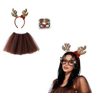 Disfraz de Reno para niñas PESENAR con disfraz de diadema de asta tutú, vestido de Animal para Halloween Navidad <span class=keywords><strong>Safari</strong></span> cumpleaños - Product Image 1