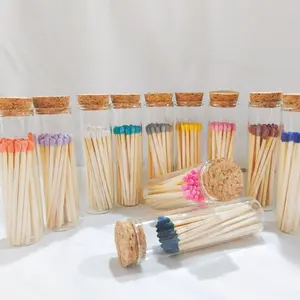 New Custom Colorful Match Sticks In Glass Jar Bottle Matches Wooden Matchsticks In Bottle Candle Aromatherapy