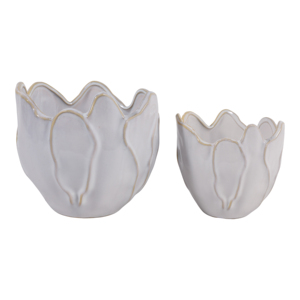 Vasi in Ceramica a Forma di Fiore, Moderni Contenitori in Gres per Piante da Interno ed Esterno, Design Scultoreo - Product Image 1