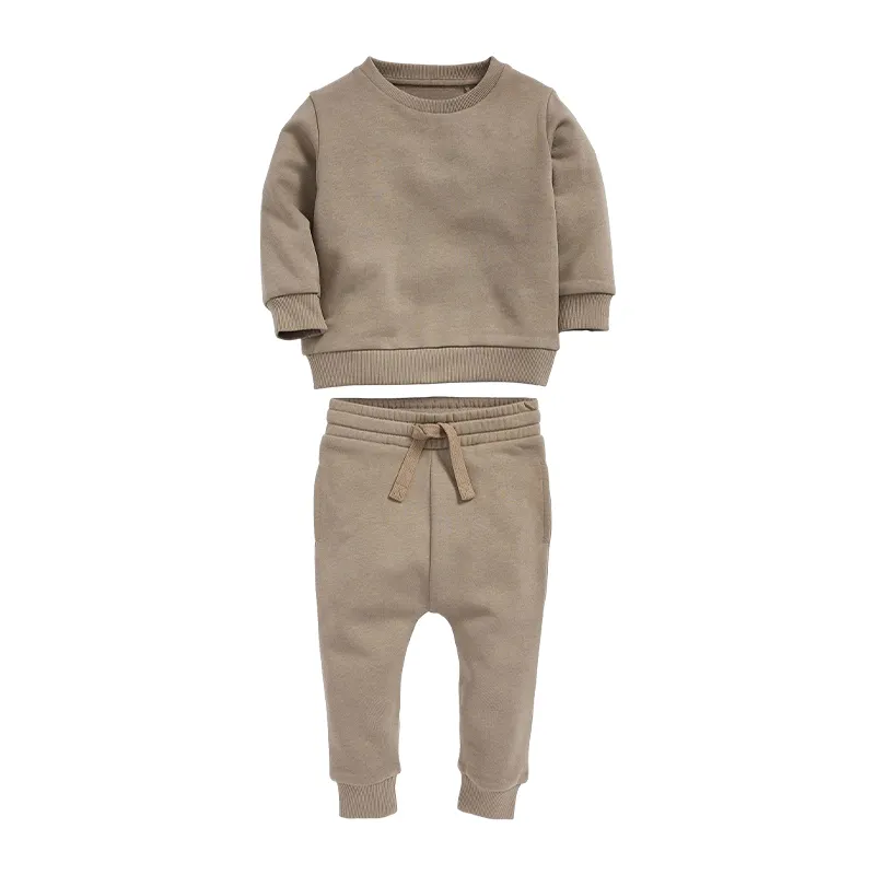 Conjunto de jogging infantil de algodão orgânico, roupas de terry francês para meninos, conjunto de agasalho ecológico personalizado para crianças, roupa de rua