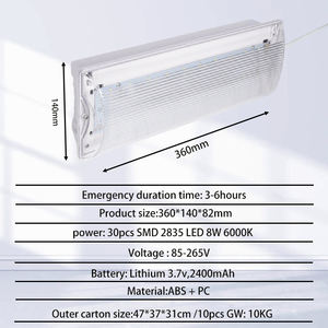 Lampe de signalisation d'urgence étanche en plastique rechargeable Tuoming, nouveau design, petite taille, pour panneau de signalisation de sortie - Product Image 2