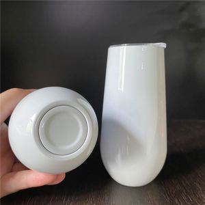 Unbreakable 6oz 180ml Stemless Vacuum Stainless Steel Wine Tumbler White Sublimation Coating for Heat Press Transfer - Product Image 1