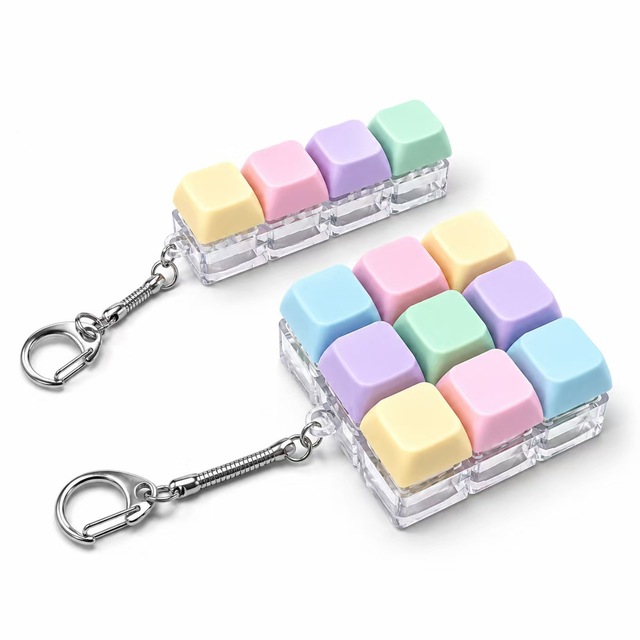 Mechanical Keyboard Switch Fidget Keychain LED Light up Stress Relief Clicker Fidget Toy