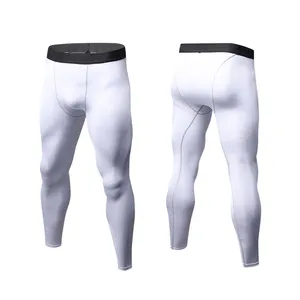 Calça de compressão esportiva para treinamento, de cintura alta, branca, para corrida, academia