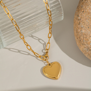 X&L Collana con Ciondolo a Cuore Personalizzato, Placcata <span class=keywords><strong>in</strong></span> <span class=keywords><strong>Oro</strong></span> 18K, Acciaio Inossidabile Impermeabile, Gioielli per Donne - Product Image 5