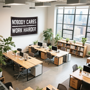 ธง "<span class=keywords><strong>Nobody</strong></span> Cares Work Harder" ขนาด 3x5 ฟุต พร้อมห่วงทองเหลือง 4 จุด ธงสร้างแรงบันดาลใจสำหรับตกแต่งผนังห้องออกกำลังกาย สำนักงาน ห้องชาย ห้องนอน ห้องนั่งเล่น - Product Image 6