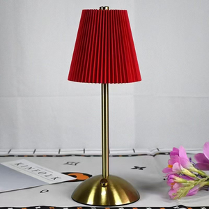 Modern Red Crystal Bell Shade Brass Table Lamp E26 LED 3500K Warm White Push Button Switch <b>Decorative</b> Living Room <b>Light</b> - Product Image 1
