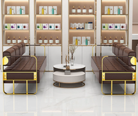 Canapé de salon de coiffure en acier inoxydable, chaise d'attente, banquette longue pour zone de réception de salon de beauté, salon de manucure et de coiffure