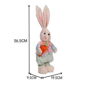 สินค้าขายดี: ของตกแต่งเทศกาลอีสเตอร์ - ตุ๊กตากระต่ายขนนุ่ม ประดับด้วยดอกแครอทสุดน่ารัก สีชมพู/เขียวอ่อน/น้ำตาล ขนาดใหญ่ ตั้งได้ - Product Image 5