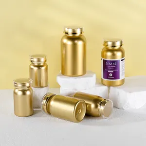 80 100 120 150 225 275 Ml Golden Color Custom Logo Capsule Pill Bottle For Gummies Packaging Low MOQ