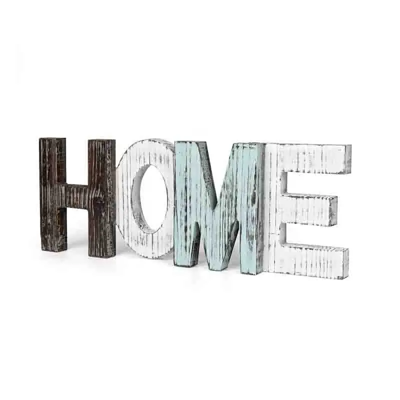 Home Decor Tafelblad & Muur Hangende Rustieke Houten Letter Home Sign Uitgesneden Letters Verweerd Hout, Vrijstaande Houten Alfabetten