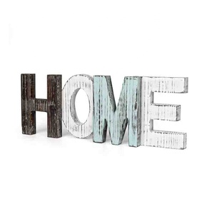 Décoration de Table et mur suspendu lettre rustique <span class=keywords><strong>en</strong></span> bois signe de maison lettres découpées <span class=keywords><strong>en</strong></span> bois vieilli, alphabet <span class=keywords><strong>en</strong></span> bois autoportant - Product Image 1