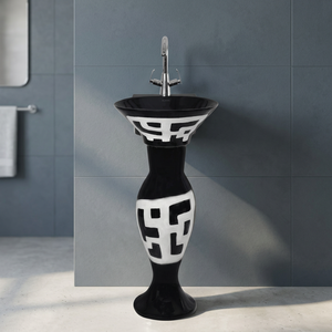 Juego de pedestal de lavabo de cerámica de dos piezas de diseñador, lavabo de Arte de Color para tocador de baño Morbi India - Product Image 2