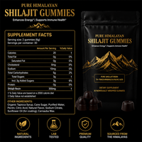 Gummies de Shilajit Pur de l'Himalaya avec Résine de Shilajit Naturelle – Complément Alimentaire Quotidien pour Stimuler l'Énergie Naturelle et la Santé Immunitaire
