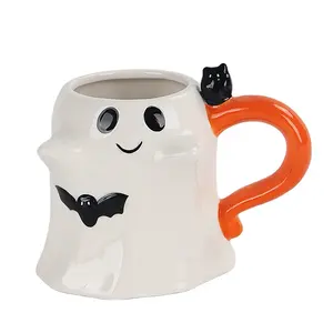 Новый продукт идеи 2023 Хэллоуин Призрак с летучей мышью керамические кофейные кружки/молочная чашка/пивные кружки