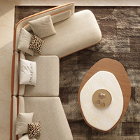 Canapé d'angle amovible, design minimaliste, luxe moderne, trois places, en coton et lin importé, pour appartement, villa, hôtel, grand salon