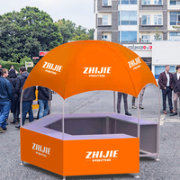 Gazebo hexagonal en fer de couleur personnalisée - Stand d'exposition extérieur avec comptoir - Dôme publicitaire promotionnel