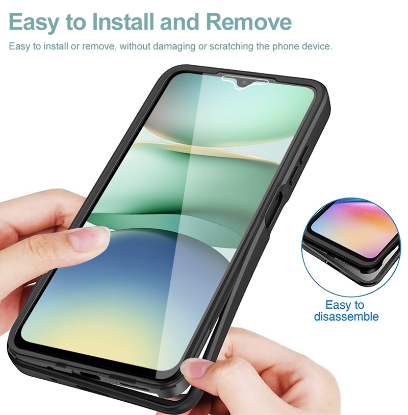 ILING Trasparente Case For Xiaomi Redmi A5 4G, 360° Full Body Protection Shockproof Cover With Built-in Screen Protector, Ultra Thin Hard PC Silicone TPU Bumper Case (Blue - View #3