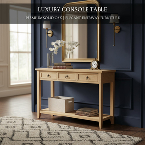 Rich Brown Solid Wood <strong>Console</strong> <strong>Table</strong> with 3 <strong>Storage</strong> Drawers Vintage Entryway Hallway Side Cabinet for Living Room Hotel Furniture - Product Image 1