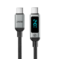 Câble USB-C vers USB-C 240W avec charge rapide PD et affichage numérique intelligent, câble de type C tressé en nylon pour ordinateur portable MacBook