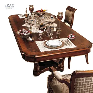 Nieuw Design Vorstelijke Barokke Donkere Houten Lange Eettafel Set-Luxe Eetkamer En Cocktailtafel Sets