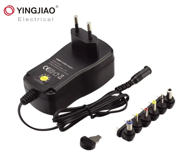 מפעל מחיר מתכוונן ספק כוח AC DC האיחוד האירופי Plug קיר הר 24W 12V החלפת מתאם מתח 3V 4.5V 5V 6V 7.5V 9V 12V שחור