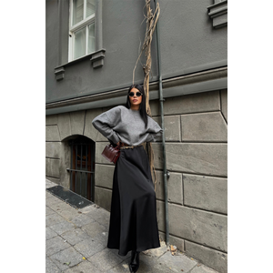 <b>Black</b> <b>Satin</b> for Chanel <b>Long</b> Women's <b>Skirt</b> - Product Image 3